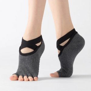 Open Individual Toe With Elastic Cross Over – Cheeky Charcoal